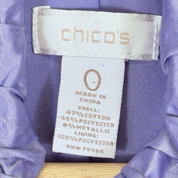 Chico's Lavender Shimmer Zip Front Lightweight Ruched Jacket Women's 0 Small 4 - Picture 6 of 6
